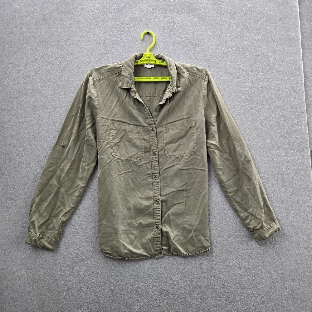 Cloth‎ & Stone Women Button Up Shirt L Green Collared Front
